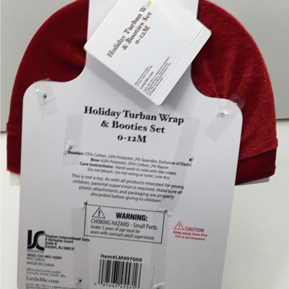 Little Me Holiday Turban Wrap and Booties Set New - Picture 4 of 6